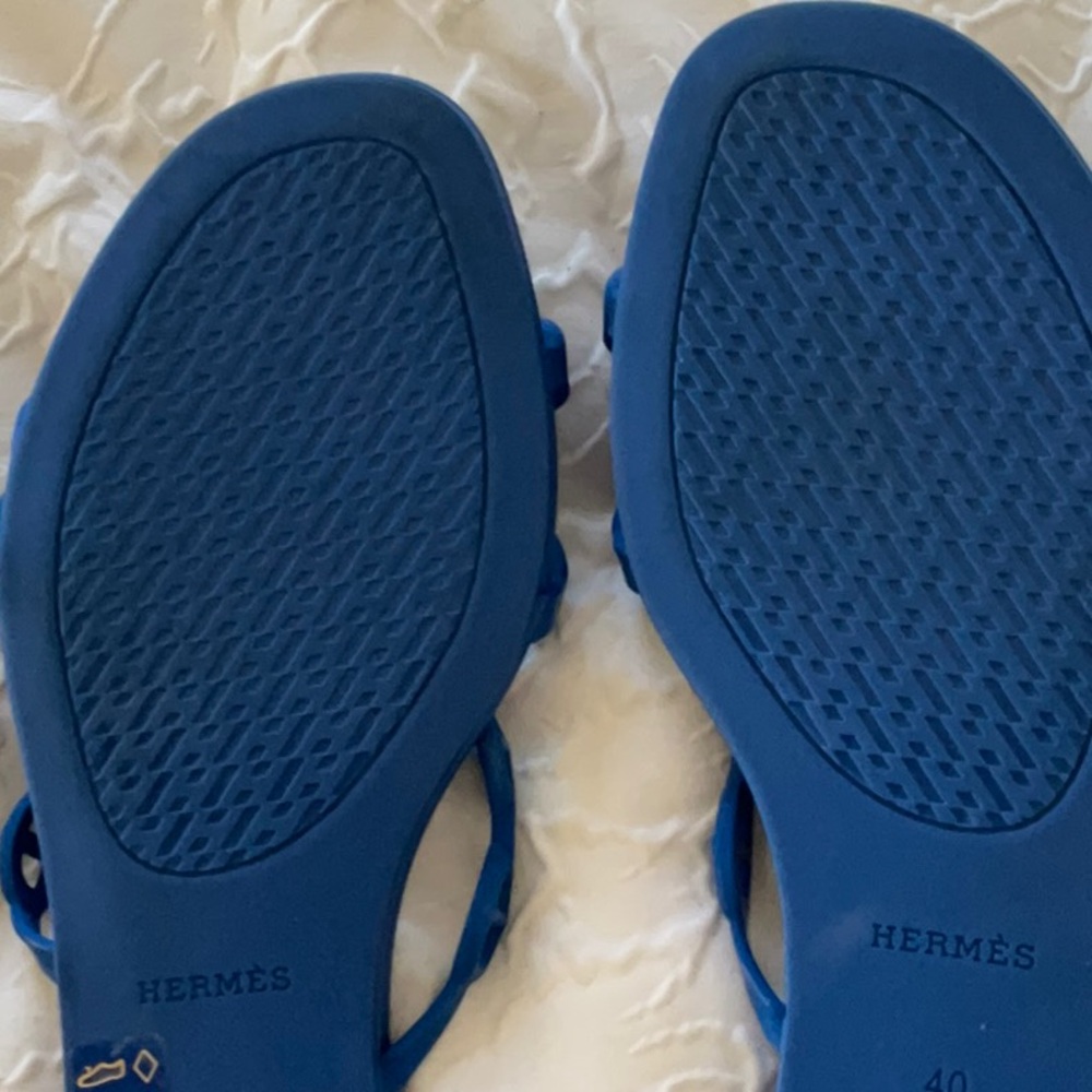 NEW AUTH Hermes chain d’Ancre Rubber Rivage Sandals blue eu 40 9 9.5 10 - Picture 8 of 8